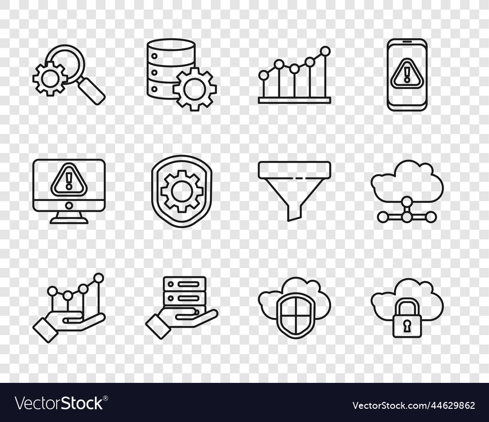 Set line pie chart infographic cloud computing vector image Set line pie chart infographic cloud computing