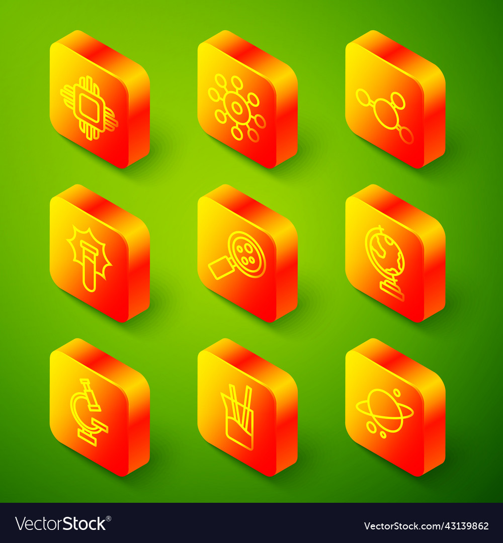 Set line processor cpu virus molecule explosion vector image Set line processor cpu virus molecule explosion