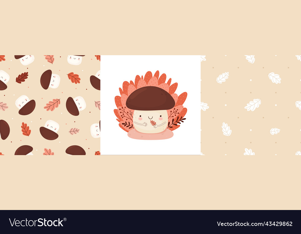 Set of autumn seamless patterns and prints Vector Image Set of autumn seamless patterns and prints