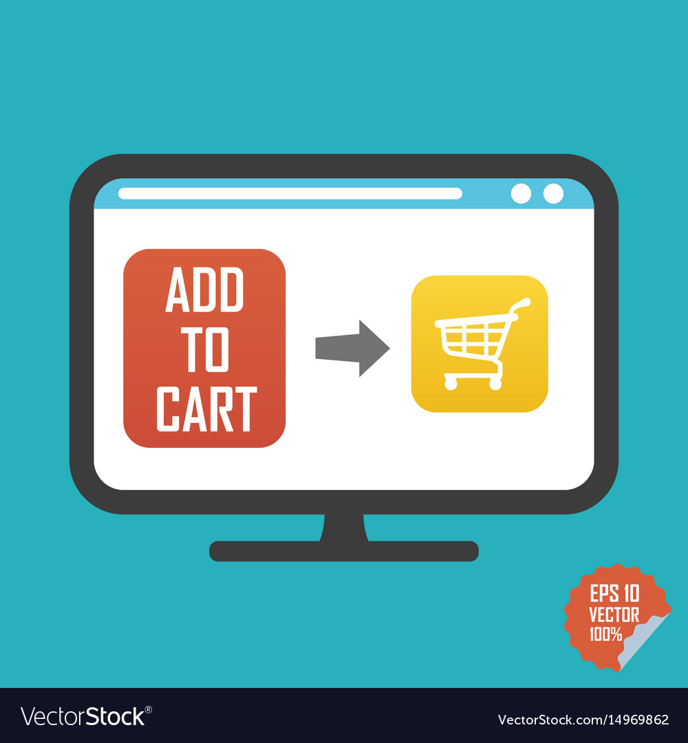 Shopping cart on screen and add to button