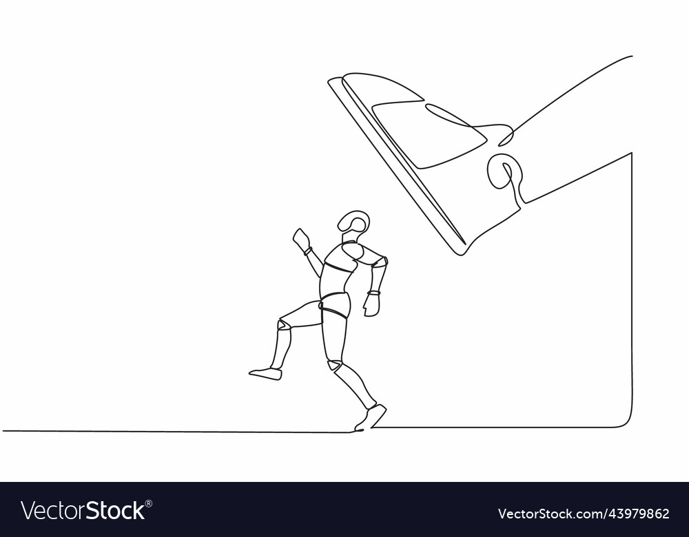 Single continuous line drawing robot run away
