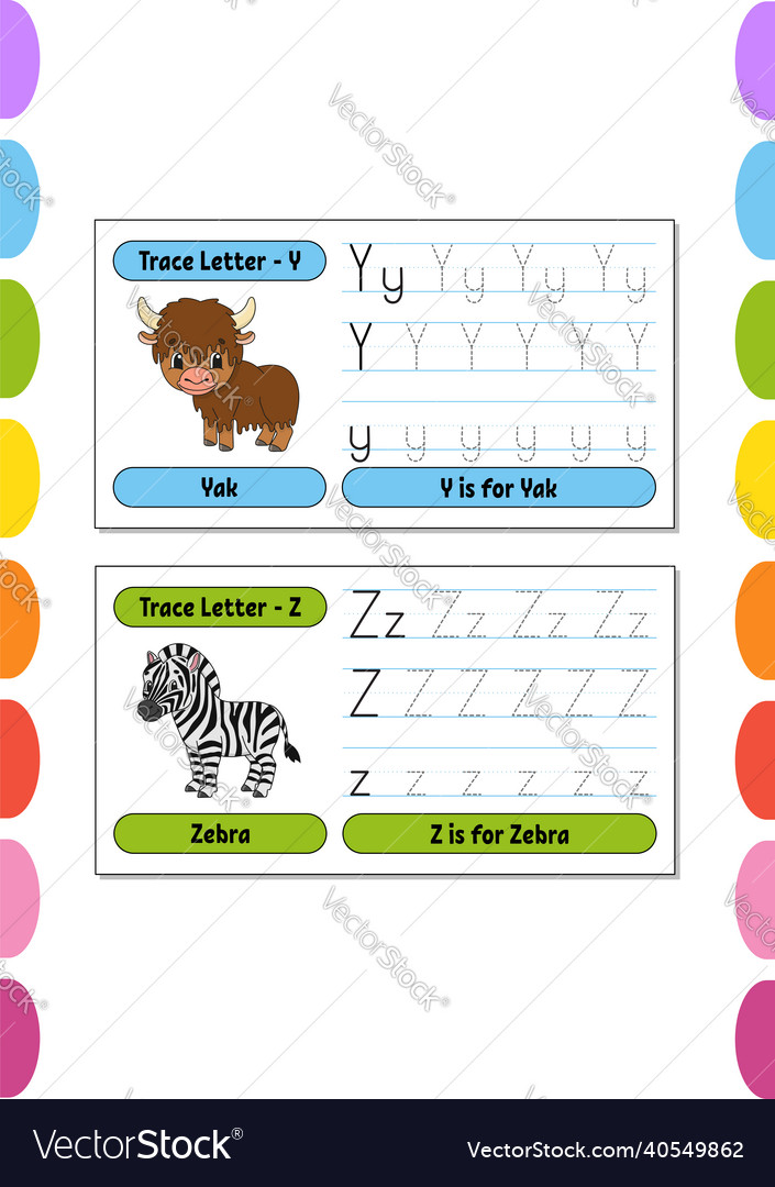 Writing letters set tracing page practice sheet vector image Writing letters set tracing page practice sheet