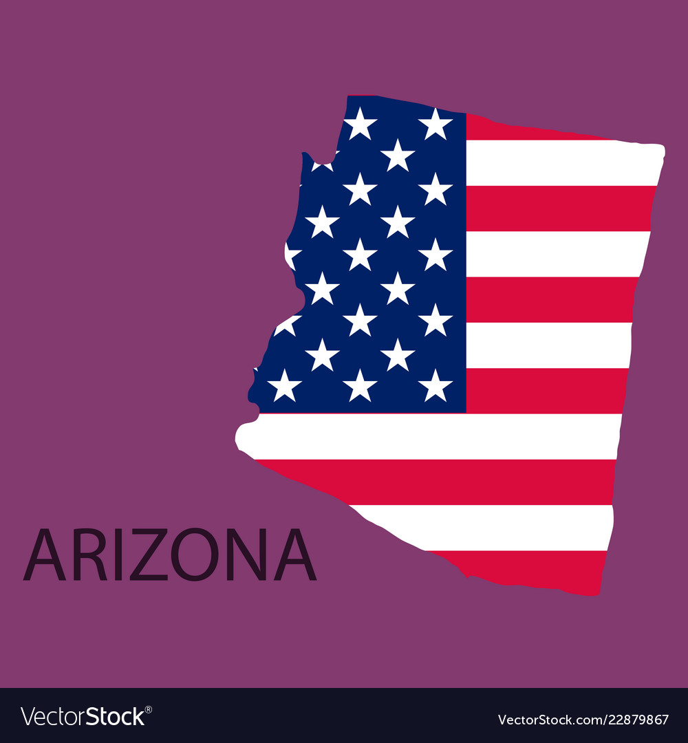 Arizona state of america with map flag print