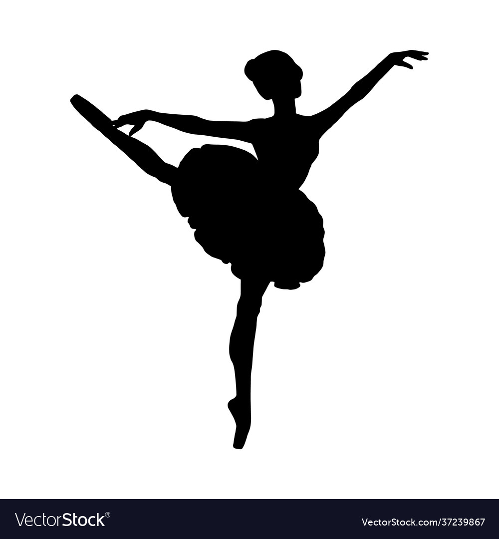 Black silhouette dancing ballerina flat Royalty Free Vector