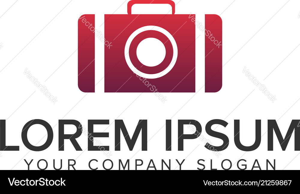 Camera bag logo travel design concept template Vector Image