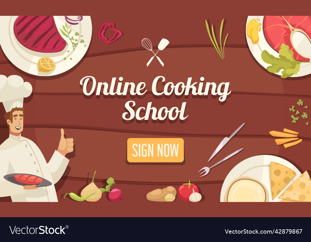 Chef school poster Royalty Free Vector Image - VectorStock