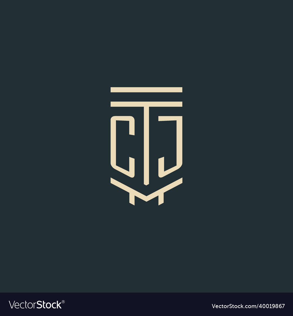 Cj initial monogram with simple line art pillar Vector Image Cj initial monogram with simple line art pillar