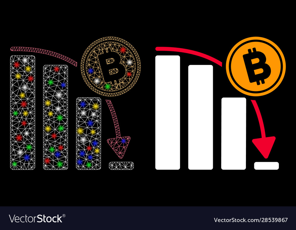 Flare mesh wire frame bitcoin epic fail chart icon vector image Flare mesh wire frame bitcoin epic fail chart icon