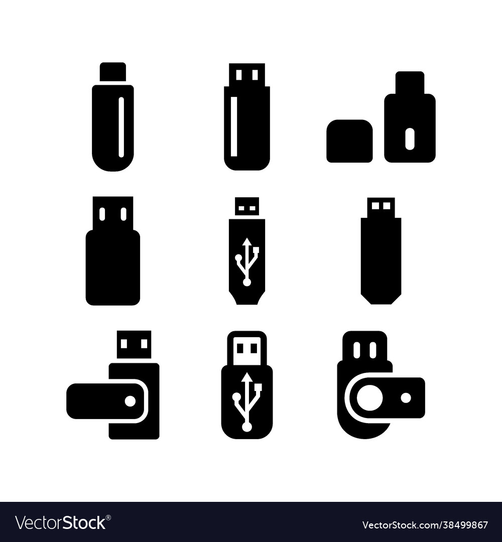 Flash disk icon set vector image Flash disk icon set