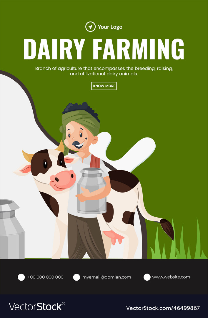 Flyer design of dairy farming template Royalty Free Vector