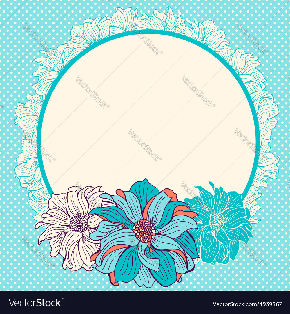 Greeting card with hand-drawn flowers Royalty Free Vector