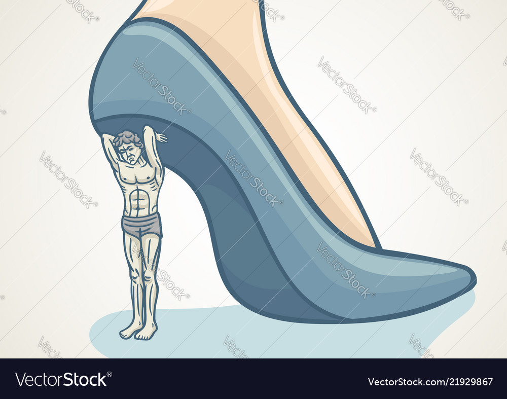 Henpecked man is in bondage to his woman Vector Image