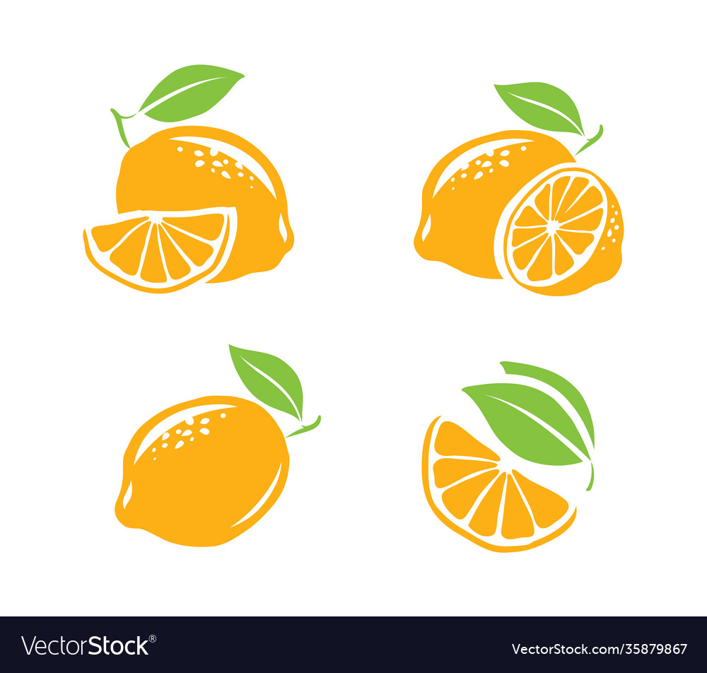 Lemon symbol set fresh fruits Royalty Free Vector Image