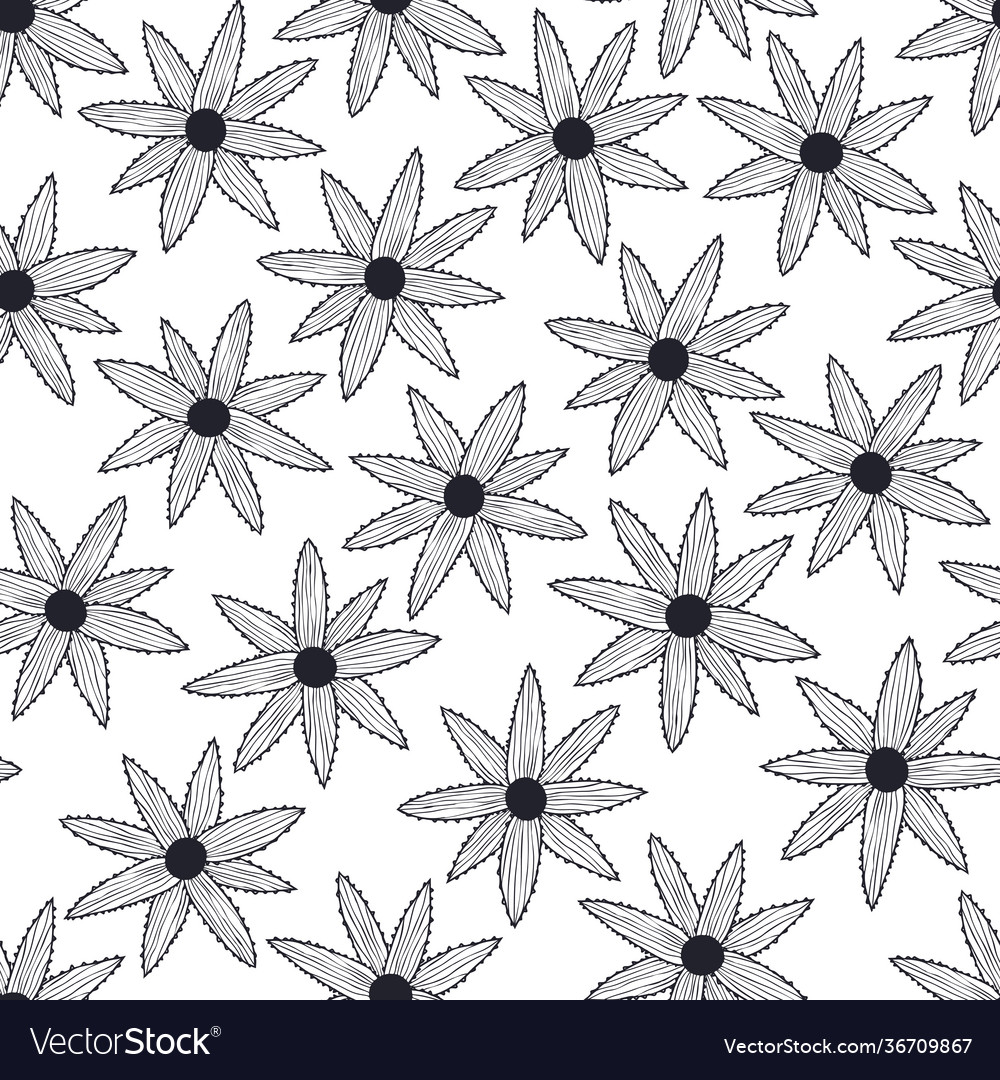 Seamless pattern with simple black flowers vector image Seamless pattern with simple black flowers