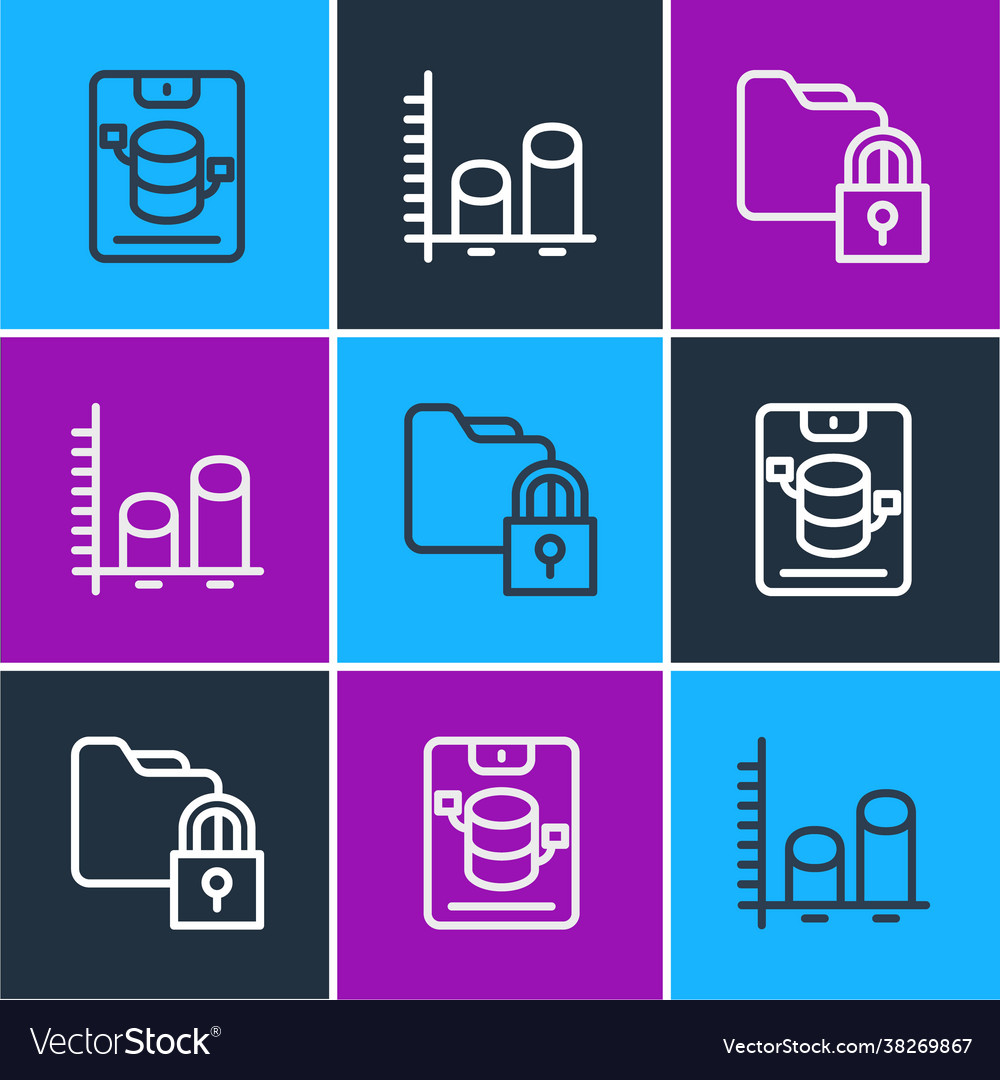 Set line server data web hosting folder vector image Set line server data web hosting folder