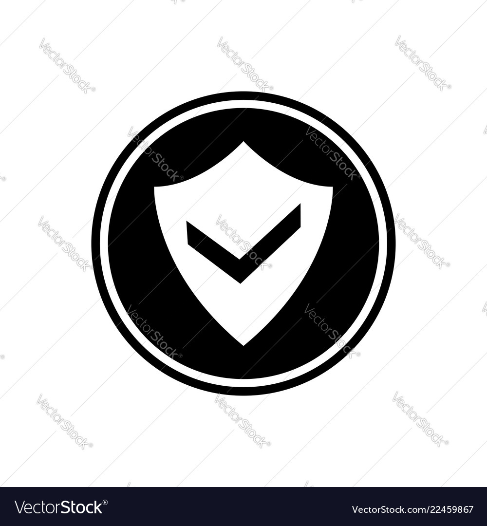 Shield and check mark round glyph icon user vector image Shield and check mark round glyph icon user