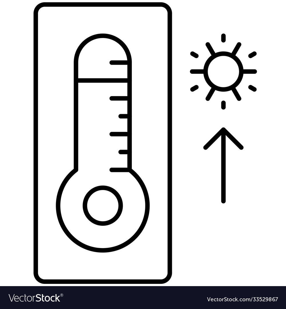 Thermometer with high temperature icon summer