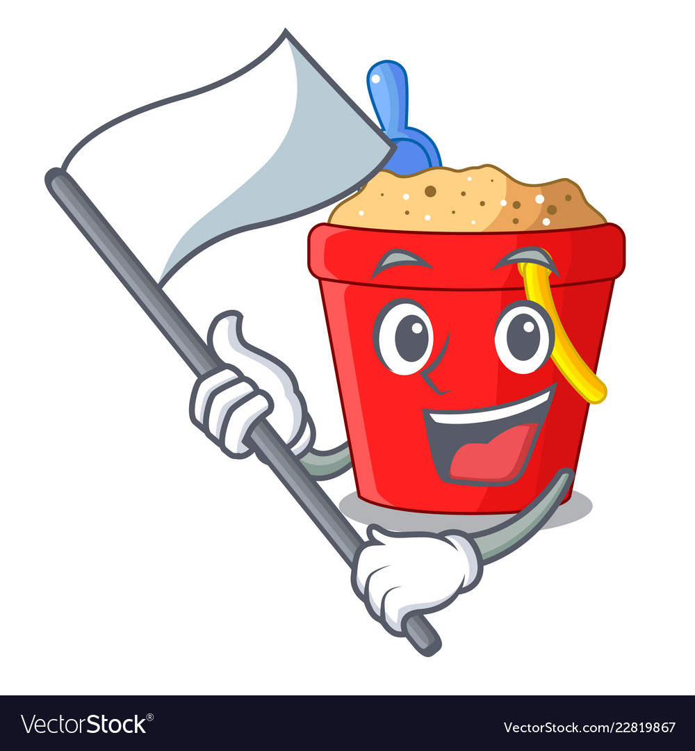 With flag beach bucket in string shape mascot