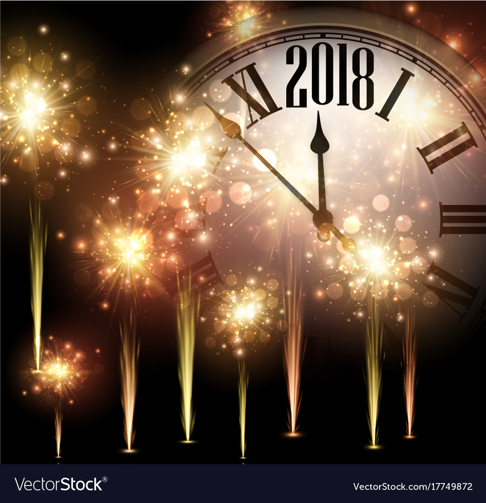 2018 new year background with clock