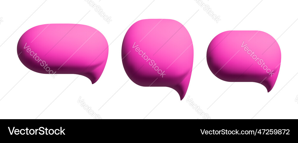 3d speech bubbles matte pink Royalty Free Vector Image