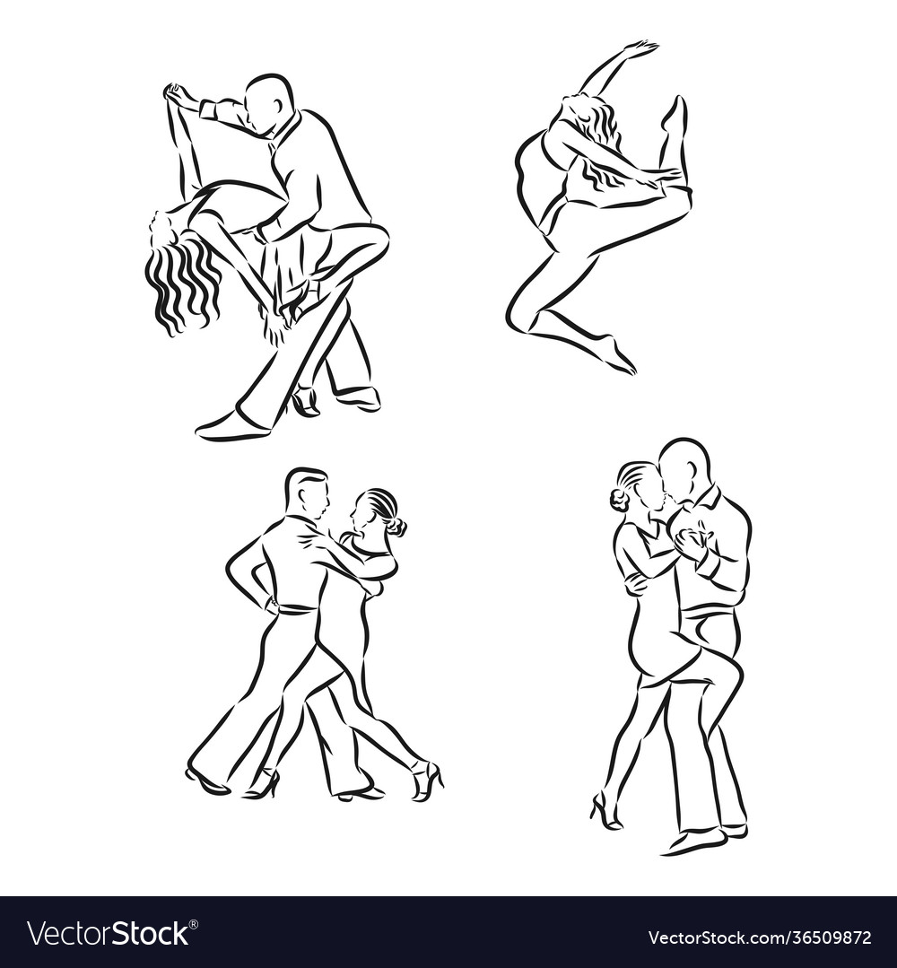 Ballroom dancing couples dancing sketch Royalty Free Vector