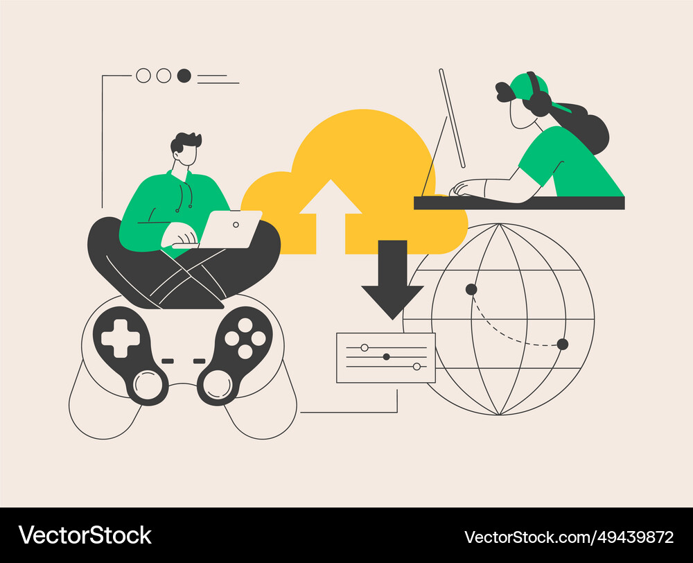 Cloud gaming abstract concept Royalty Free Vector Image
