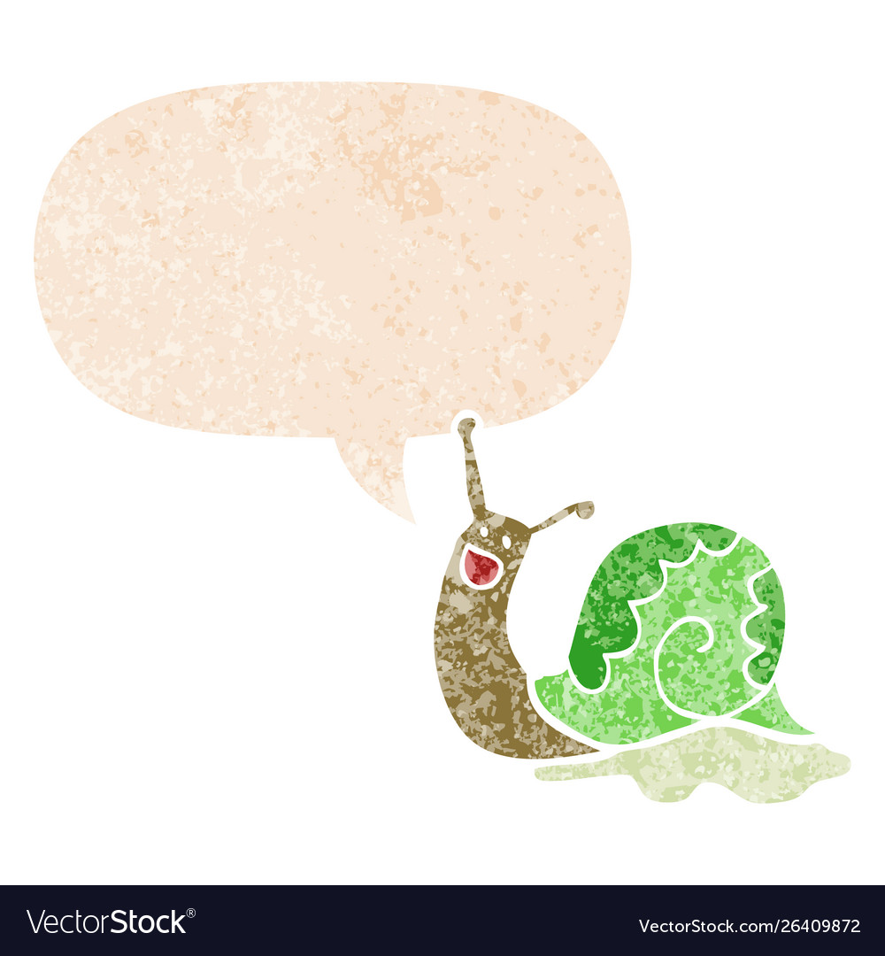 Cute cartoon snail and speech bubble in retro Vector Image