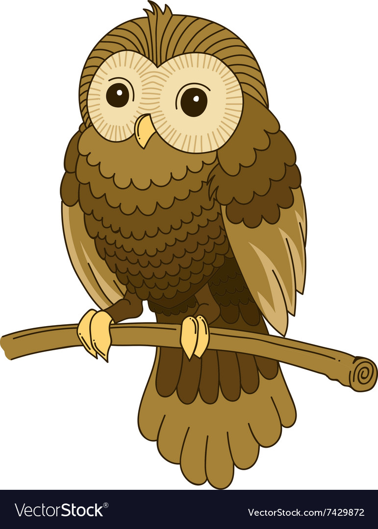 Cute hand-drawn grey owl Royalty Free Vector Image