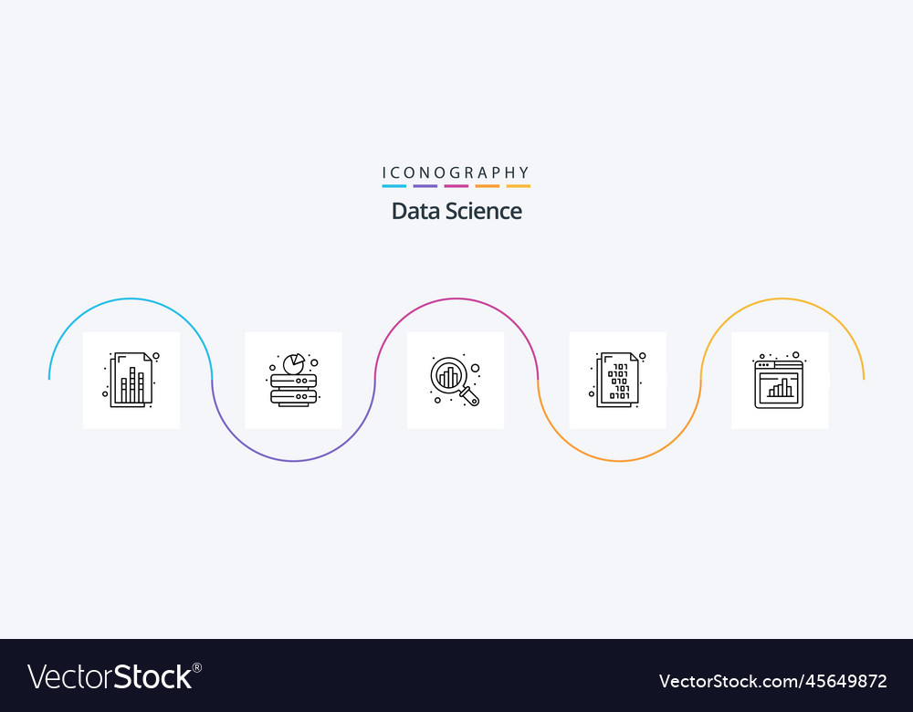 Data science line 5 icon pack including web