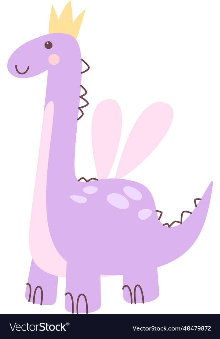 Dinosaur princess with wings Royalty Free Vector Image