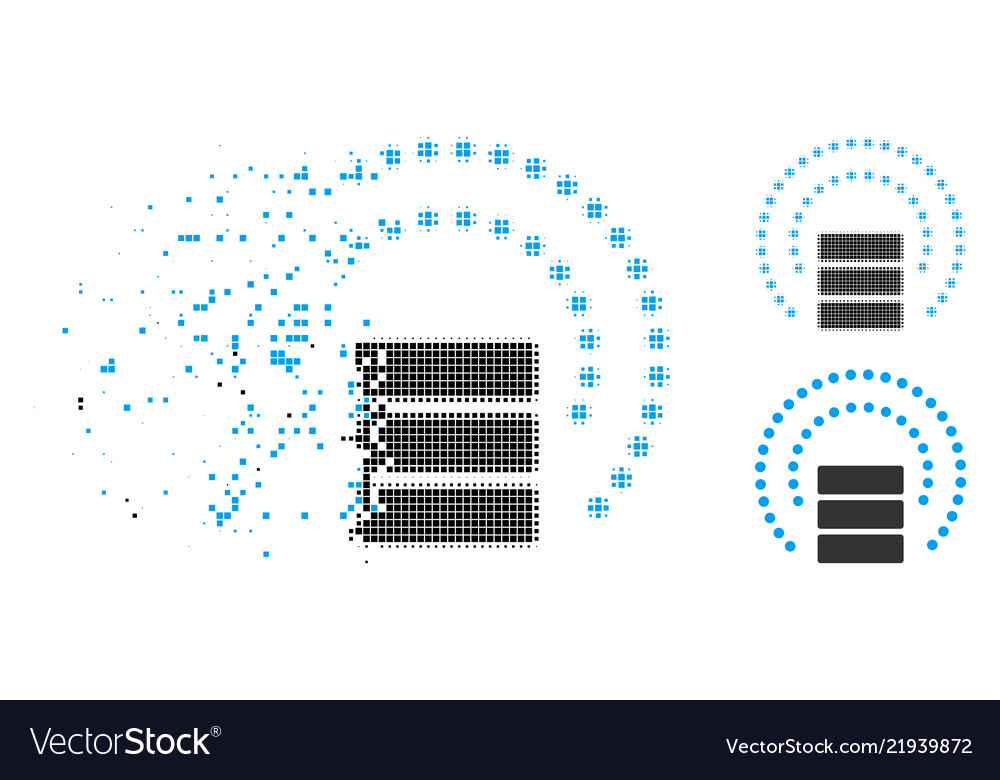 Disappearing pixel halftone database sphere shield Vector Image Disappearing pixel halftone database sphere shield