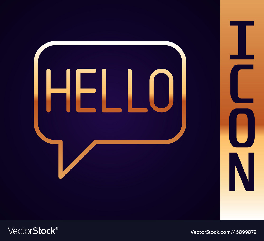 Gold line hello in different languages icon vector image Gold line hello in different languages icon