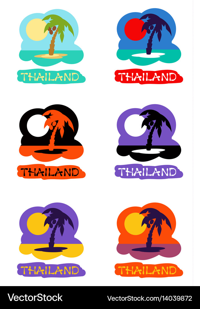 Icons set palm tree emblems Royalty Free Vector Image