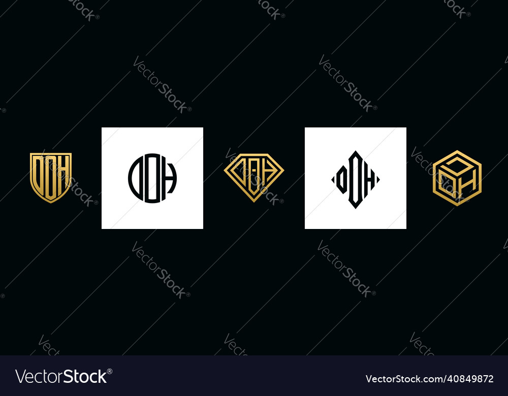 Initial letters doh logo designs bundle Royalty Free Vector