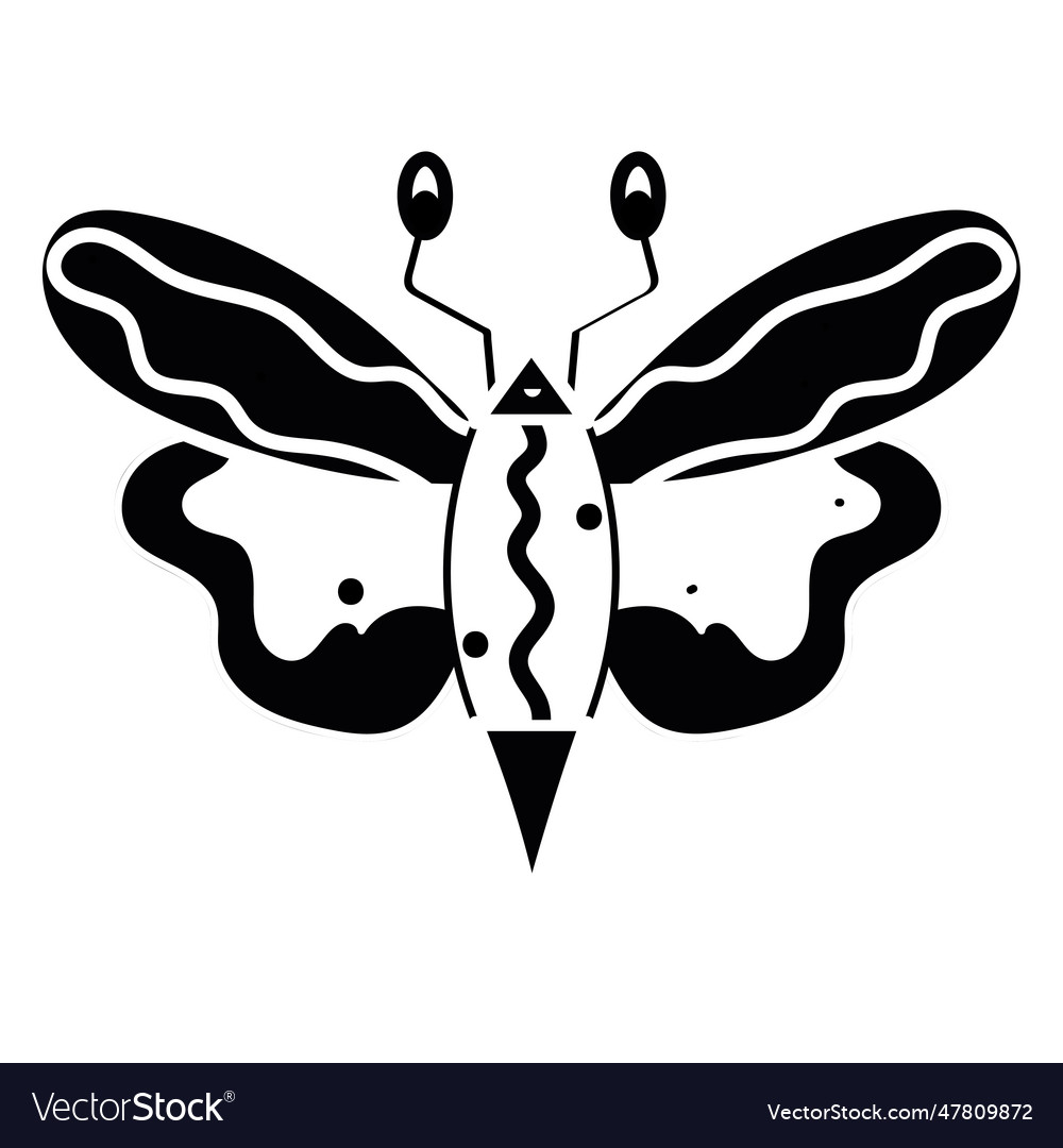 Isolated silhouette of a moth sketch