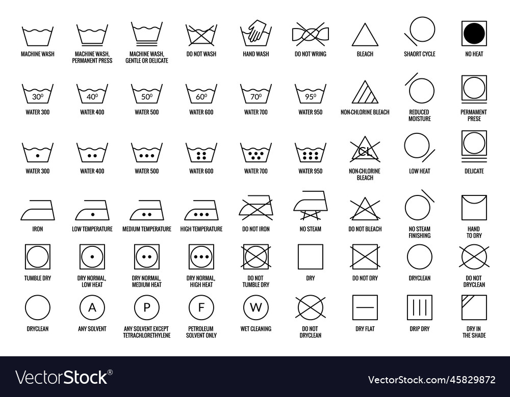 Laundry icons set care clothes Royalty Free Vector Image