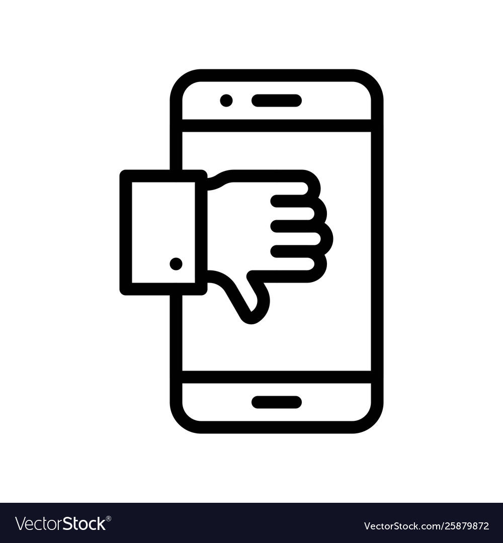 Mobile phone with thumb down social media line