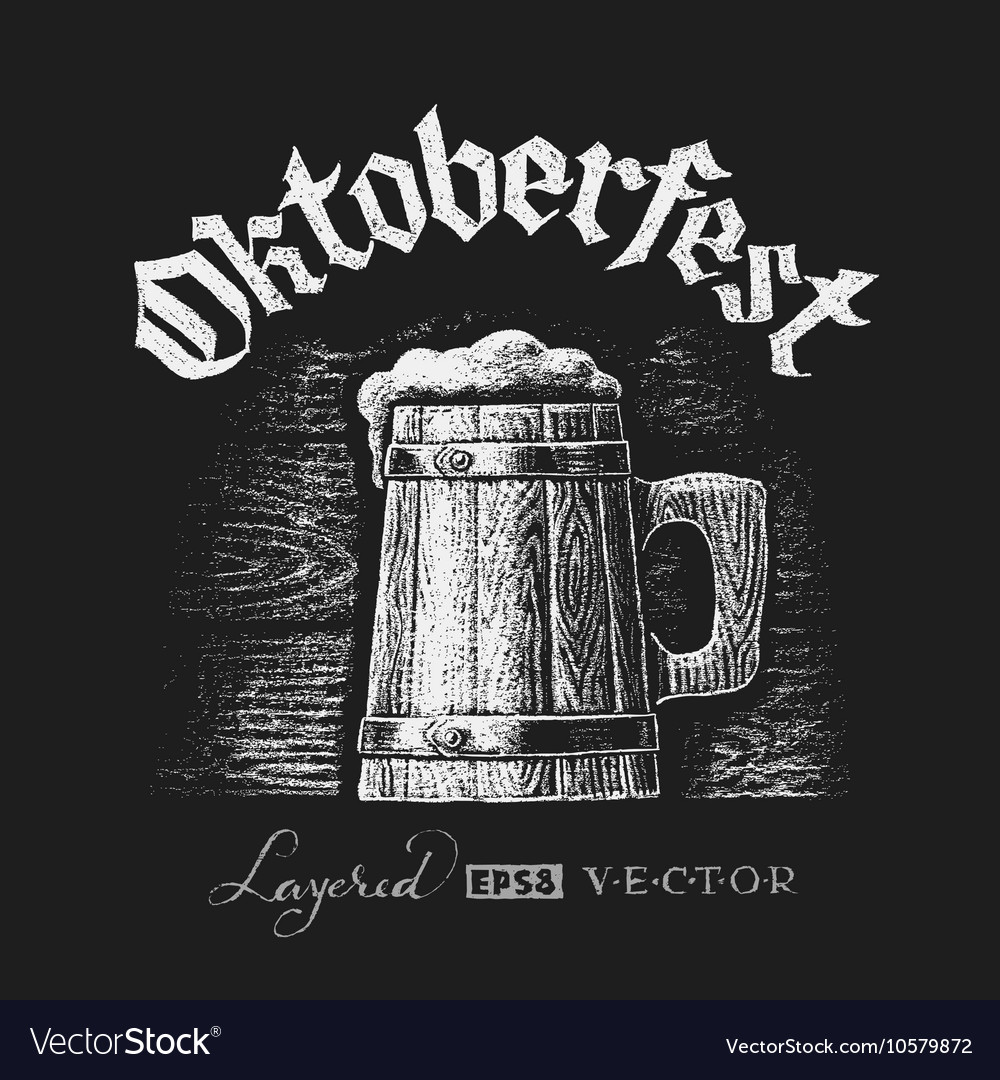 Oktoberfest lettering with wooden beer mug