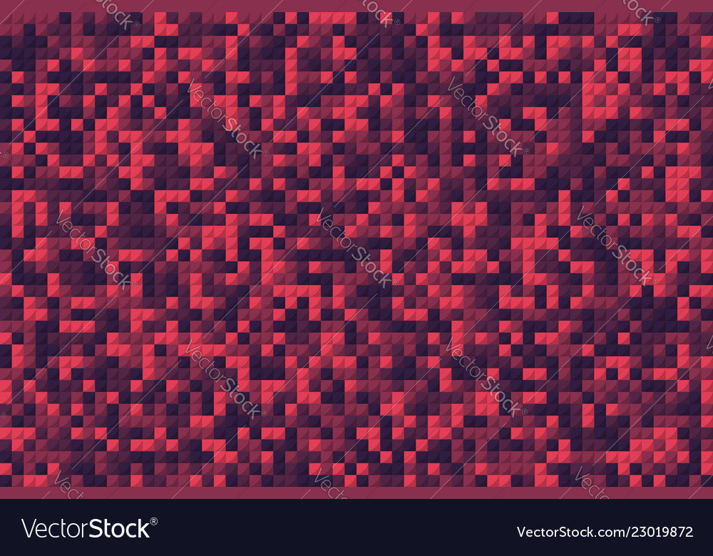 Red mosaic squares like pixel background vector image Red mosaic squares like pixel background