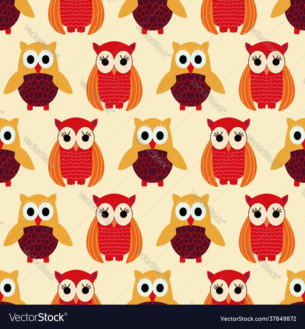 Retro Owl Repeat Pattern