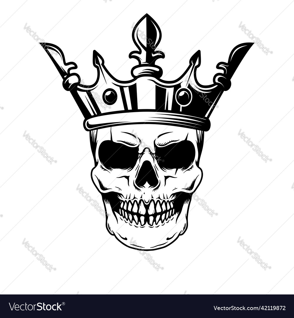 Skull With King Crown Design Element For Logo Vector Image