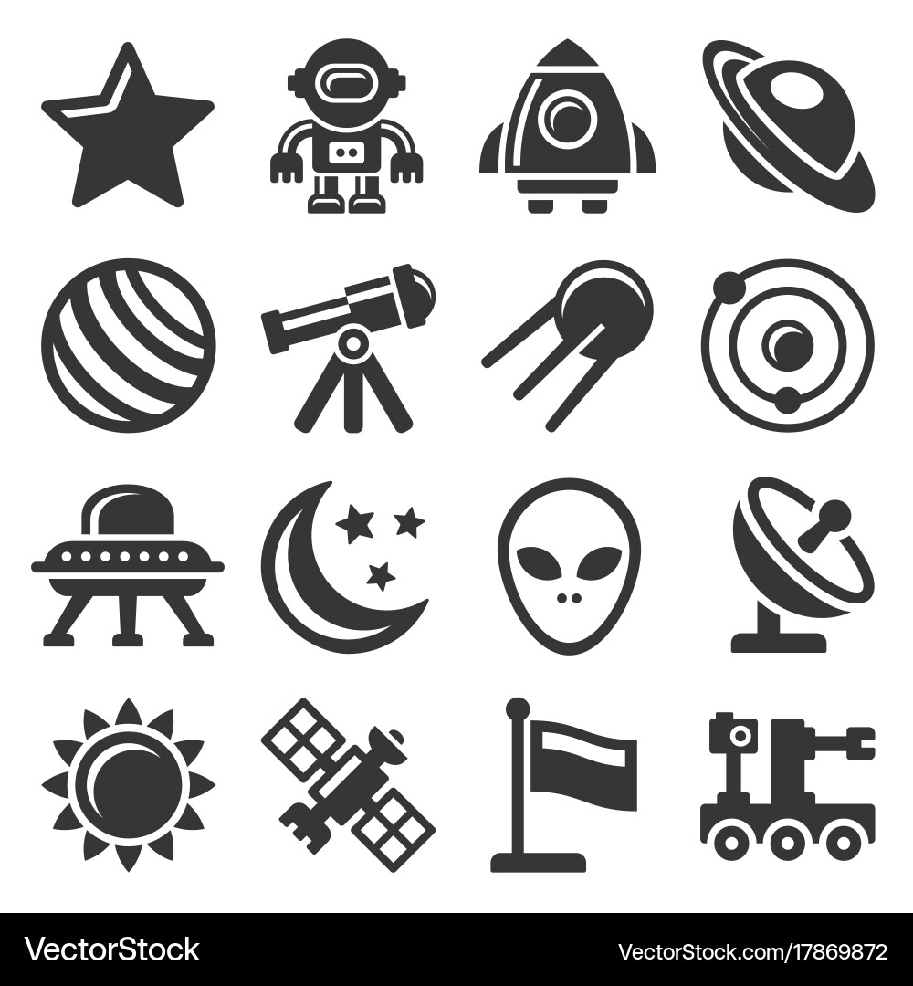 Space icons set Royalty Free Vector Image - VectorStock