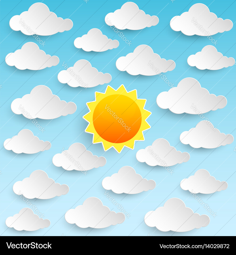 Sun sky clouds Royalty Free Vector Image - VectorStock