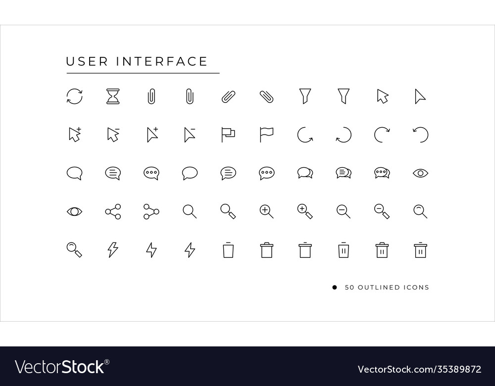 User interface icon set with outlined style