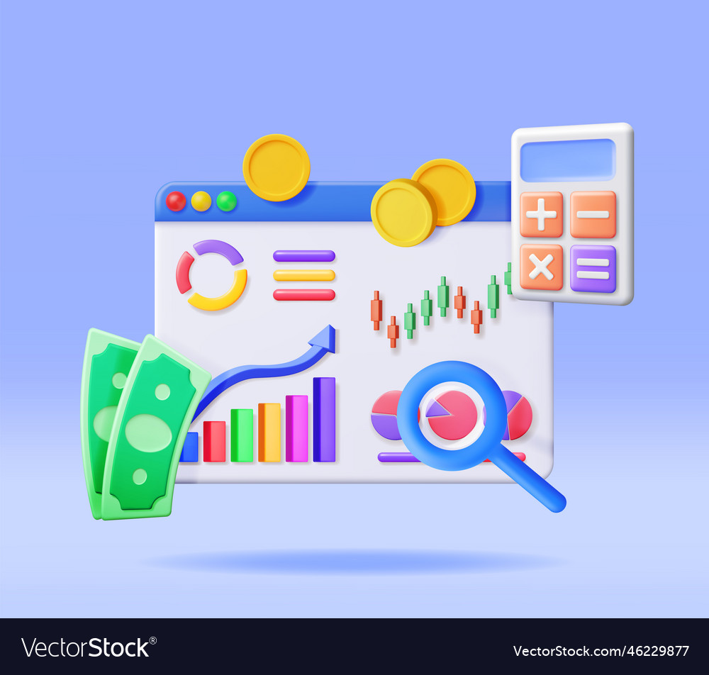 3d Financial Reports Concept Royalty Free Vector Image