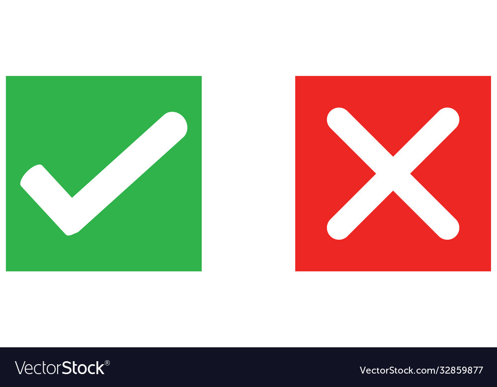 Check mark wrong color icon vector image Check mark wrong color icon