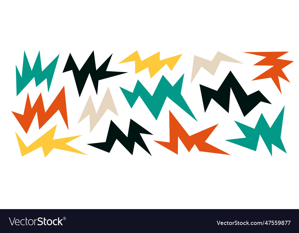 Colorful sharp asymmetric shapes set abstract