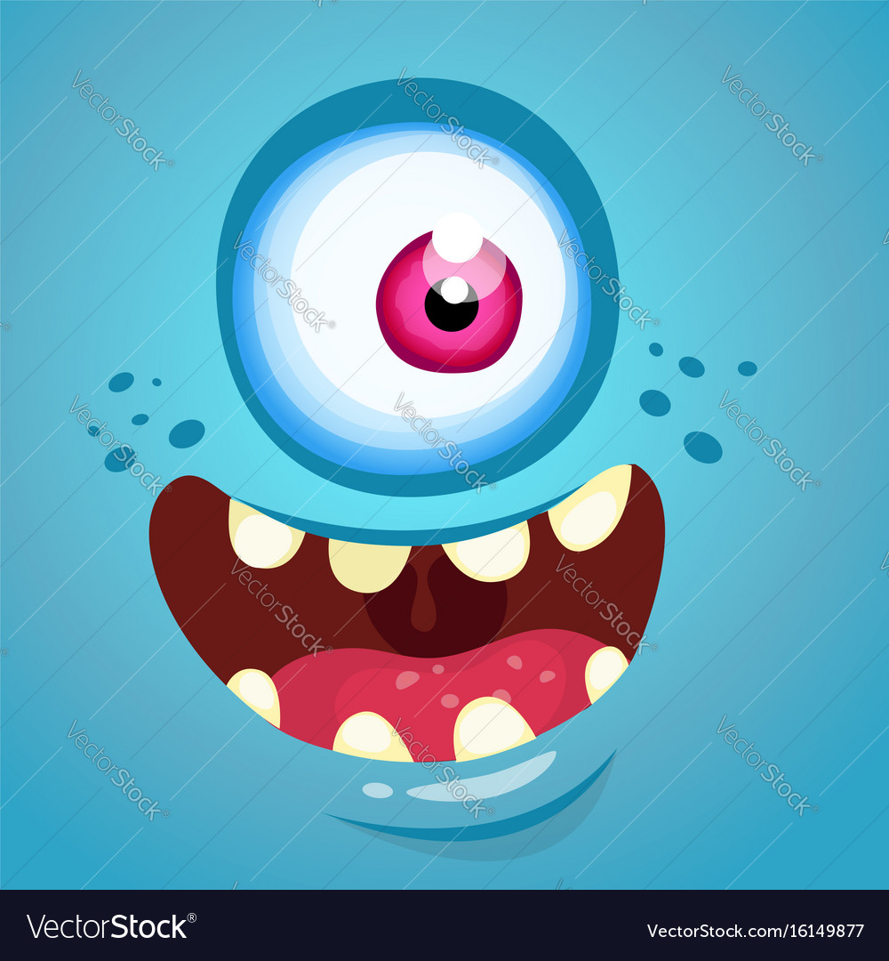 Cute Blue Monster Face