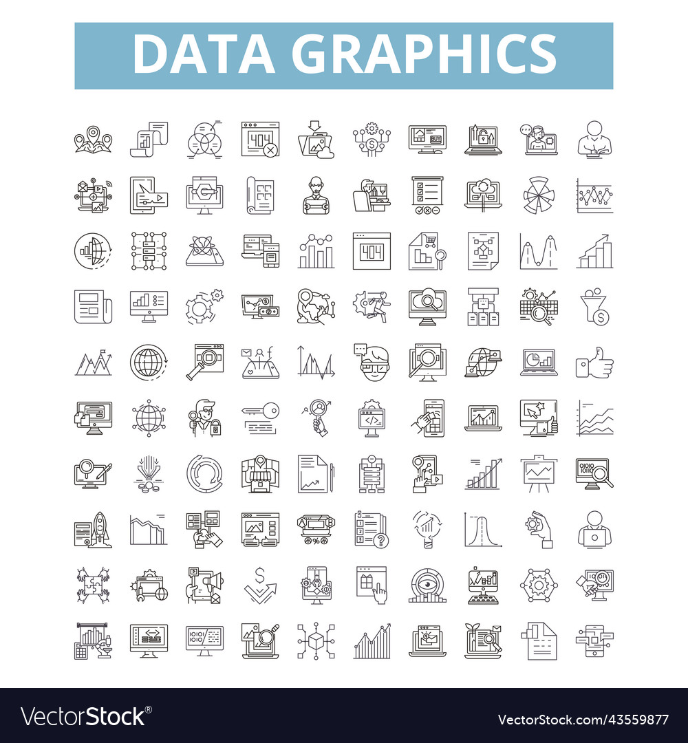 Data graphics icons line symbols web signs Vector Image Data graphics icons line symbols web signs