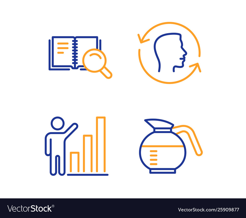 Face id search book and graph chart icons set vector image Face id search book and graph chart icons set